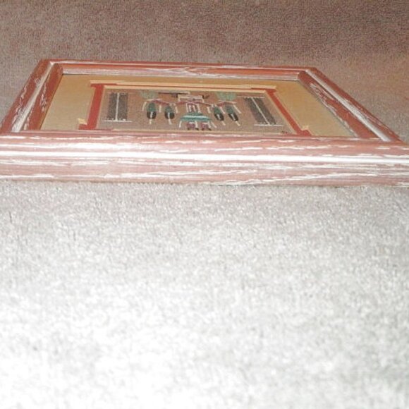 Vintage Authentic Native American Navajo Yei Sand Painting Artist Signed Framed - Picture 3 of 6